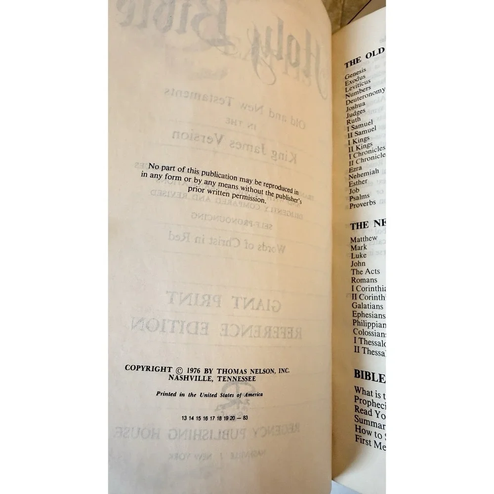 Vintage 1976 KJV Holy Bible Giant Print Reference Concordance Red Letter Regency